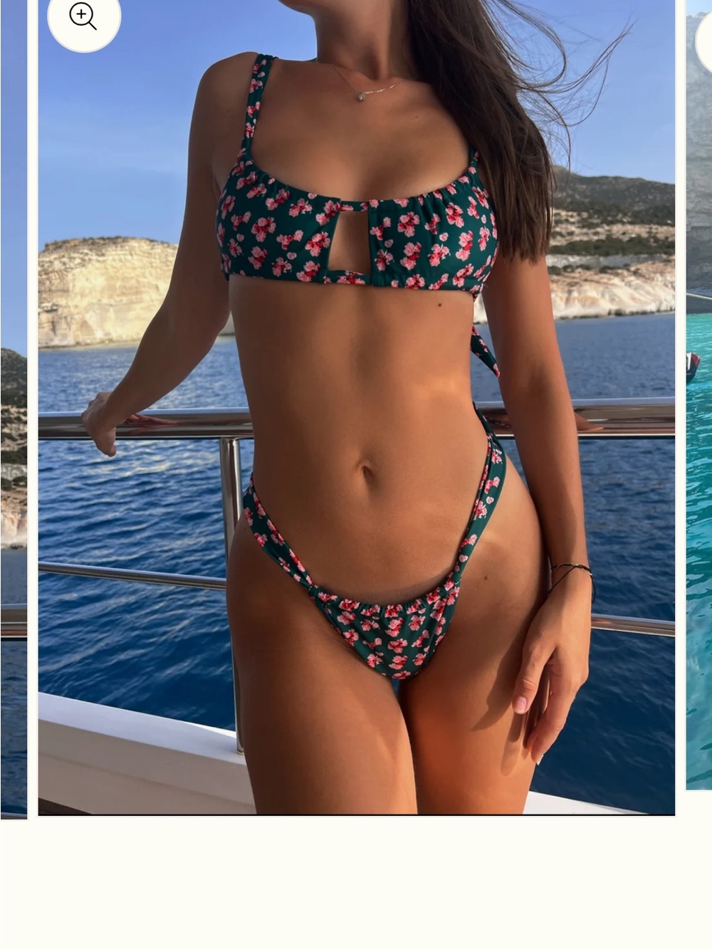 Strawberry Milk Mob Dark Green Bikini with Pink Floral Print